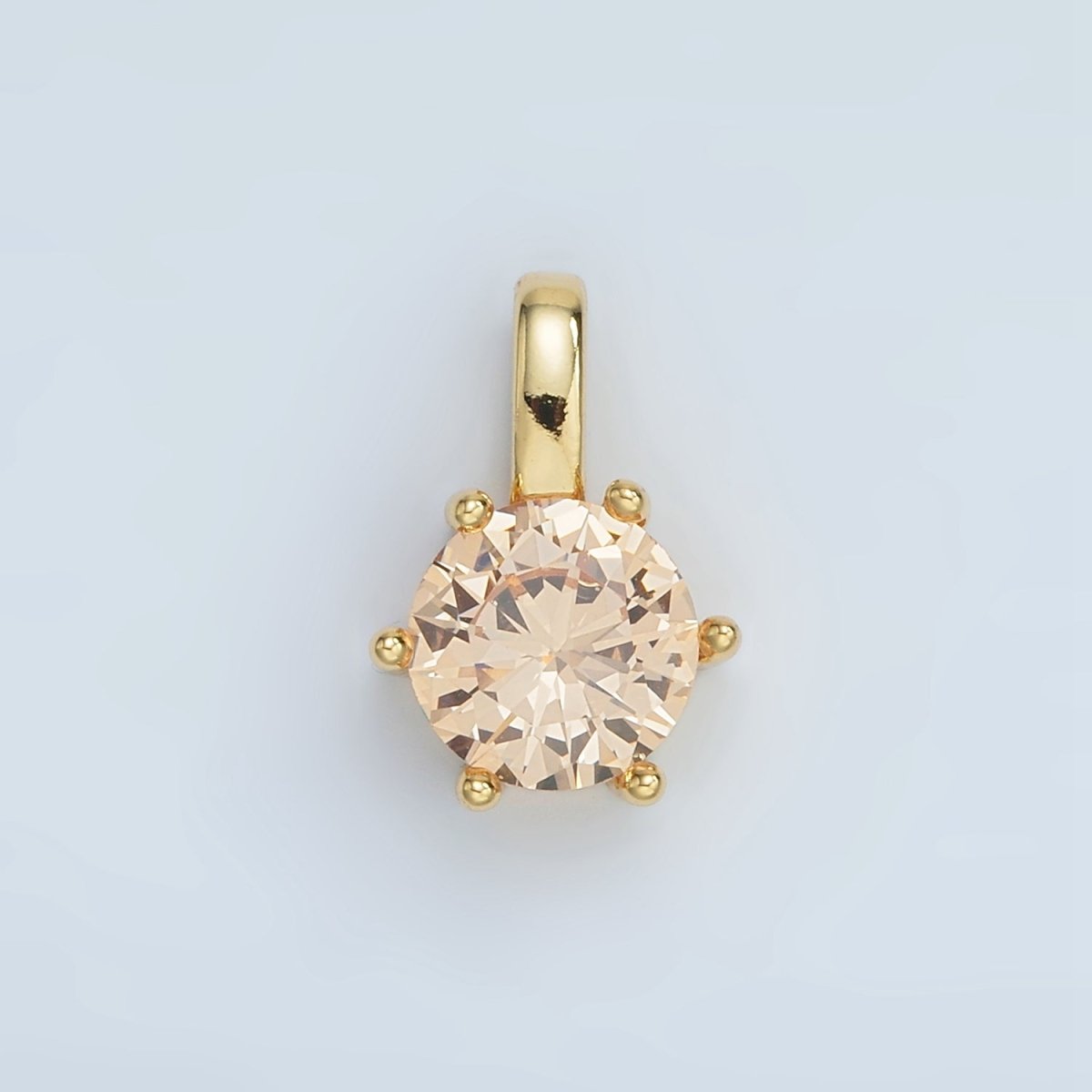 24K Gold Filled 15mm Round CZ Minimalist Personalized Pendant | AA1382