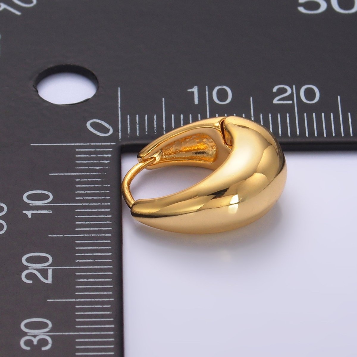 24K Gold Filled 15mm Simple Dome Latch Hoop Earrings | AB701 - DLUXCA