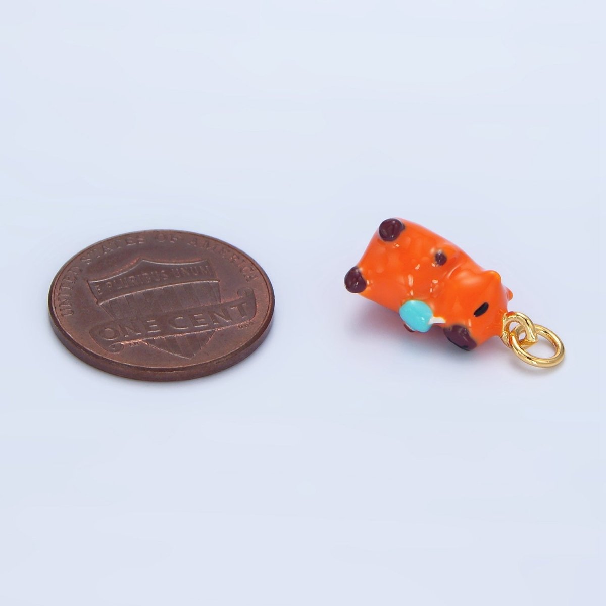 24K Gold Filled 16mm Glass Capybara with Drinking Cup | X581 - DLUXCA