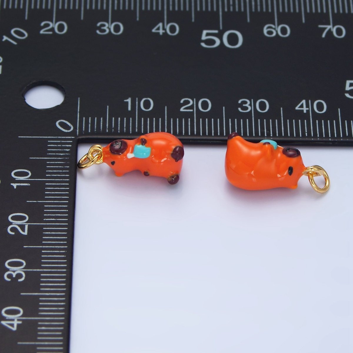 24K Gold Filled 16mm Glass Capybara with Drinking Cup | X581 - DLUXCA