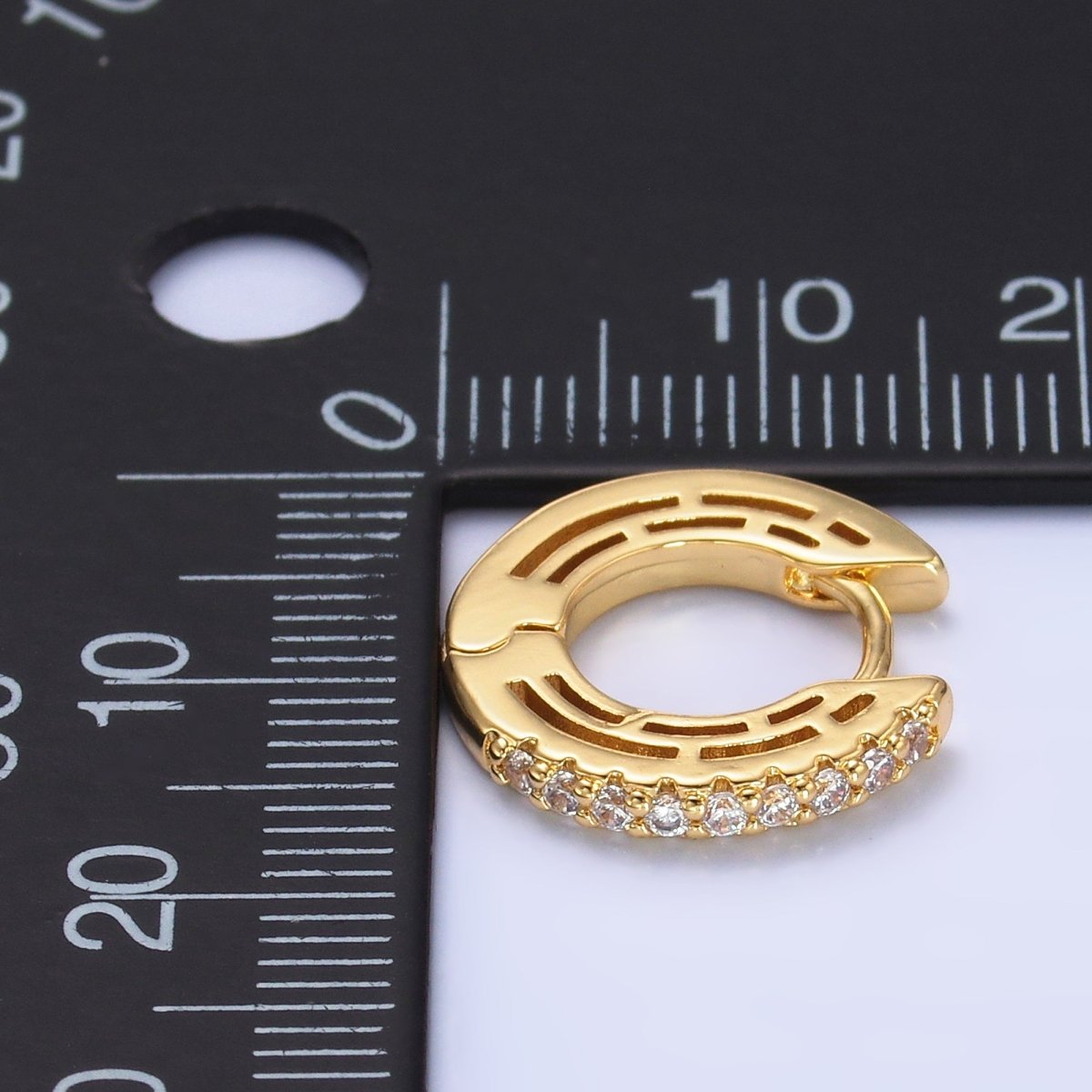 24K Gold Filled 16mm Micro Paved CZ Huggie Hoop Earrings | AD337 - DLUXCA