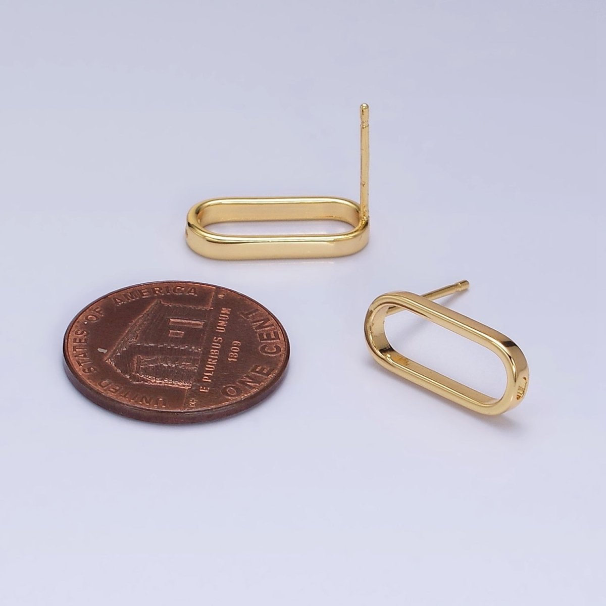 24K Gold Filled 16mm Open Oblong Drop Stud Earrings Supply | Z-396 - DLUXCA