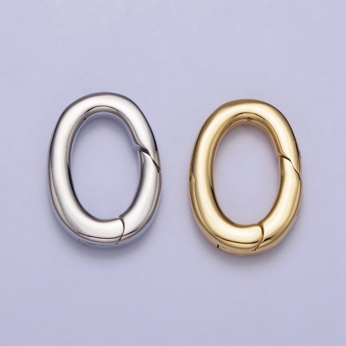24K Gold Filled 16mm Oval Push Spring Gate Ring Supply in Gold & Silver | Z-135 Z-136