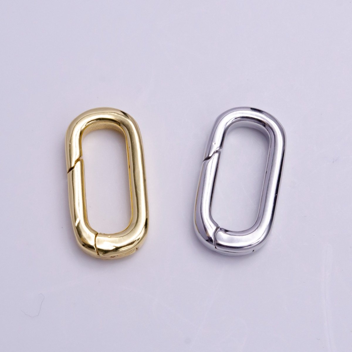 24K Gold Filled 16mm Rectangular Push Spring Gate Ring Closure in Silver & Gold | K-135 Z-408