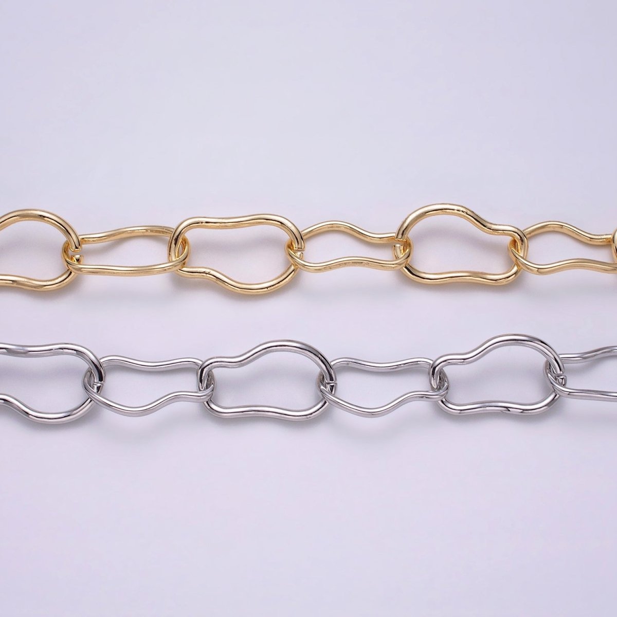 24k Gold Filled 17.3mm Abstract Cable Chain Link Unfinished Yard Chain in Gold & Silver | ROLL-1305 ROLL-1306 Clearance Pricing