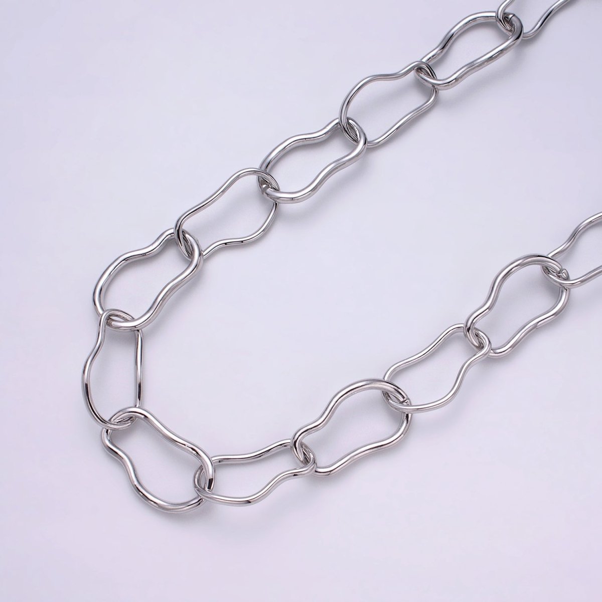 24k Gold Filled 17.3mm Abstract Cable Chain Link Unfinished Yard Chain in Gold & Silver | ROLL-1305 ROLL-1306 Clearance Pricing