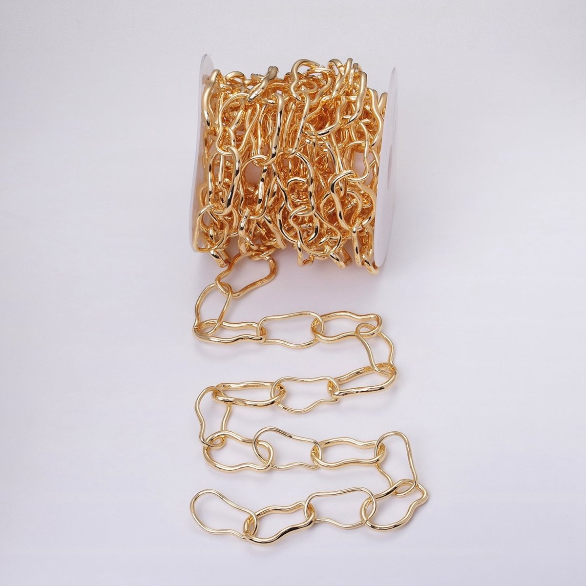 24k Gold Filled 17.3mm Abstract Cable Chain Link Unfinished Yard Chain in Gold & Silver | ROLL-1305 ROLL-1306 Clearance Pricing