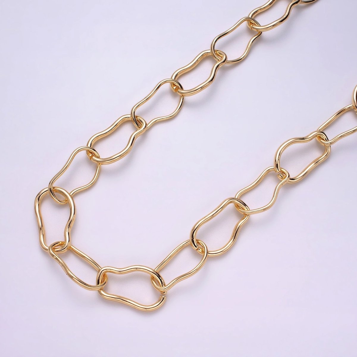 24k Gold Filled 17.3mm Abstract Cable Chain Link Unfinished Yard Chain in Gold & Silver | ROLL-1305 ROLL-1306 Clearance Pricing