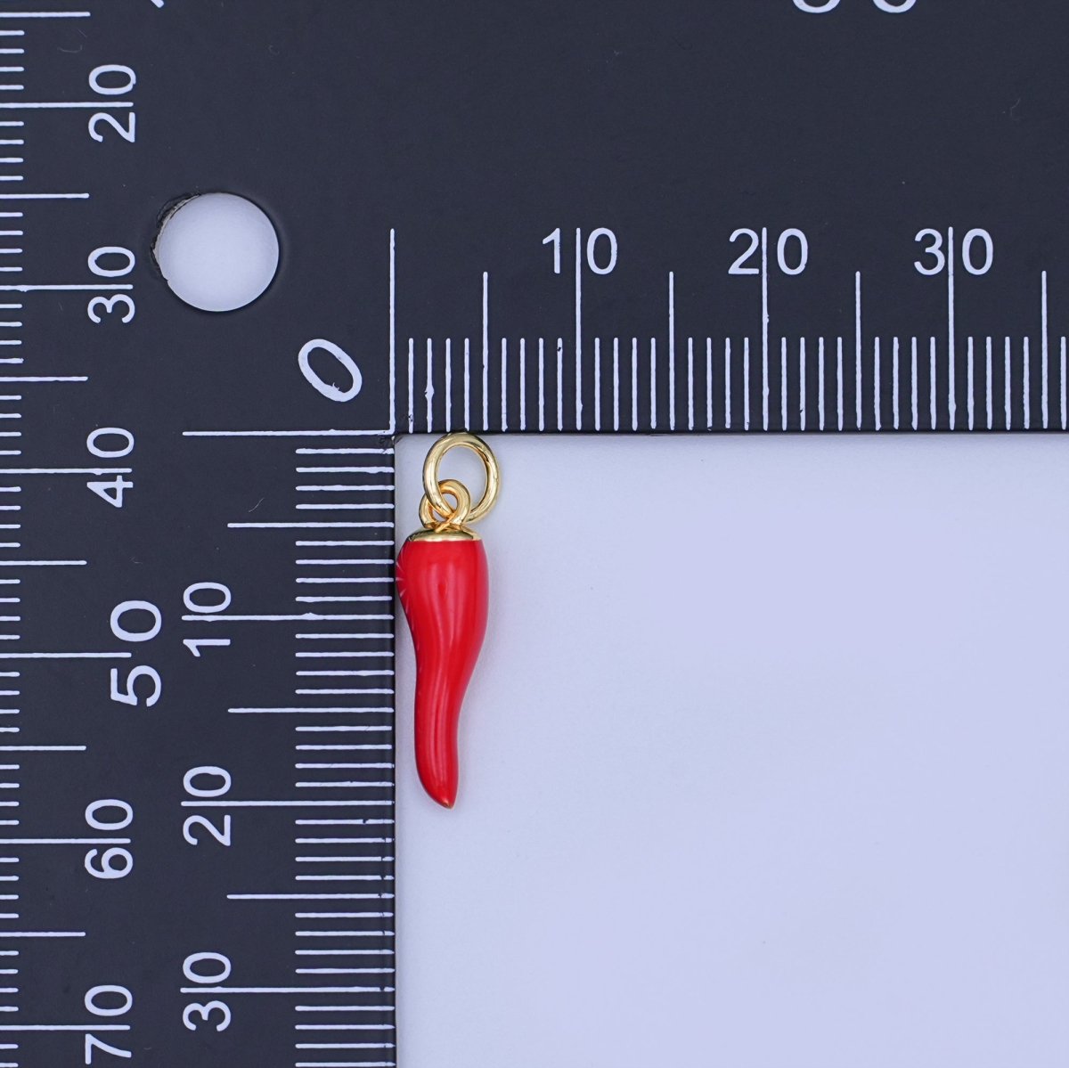 24K Gold Filled 17.5mm Red Enamel Chili Mini Charm | W478 - DLUXCA