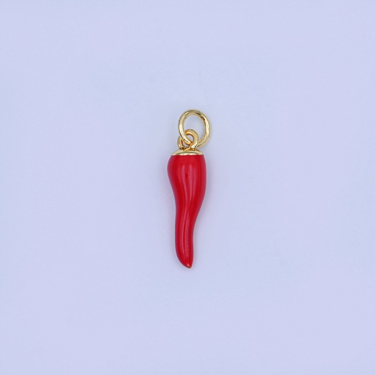 24K Gold Filled 17.5mm Red Enamel Chili Mini Charm | W478 - DLUXCA