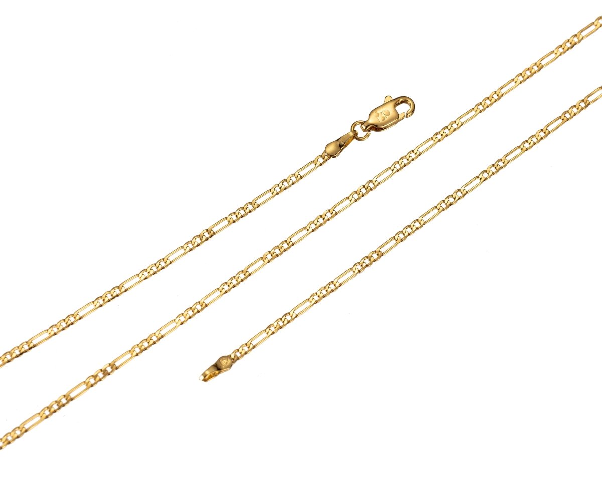 24K Gold Filled 17.7 inches Gold Filled Figaro Necklace, 2mm In Width, w/ Lobster Clasps | CN-466, CN-516  Clearance Pricing