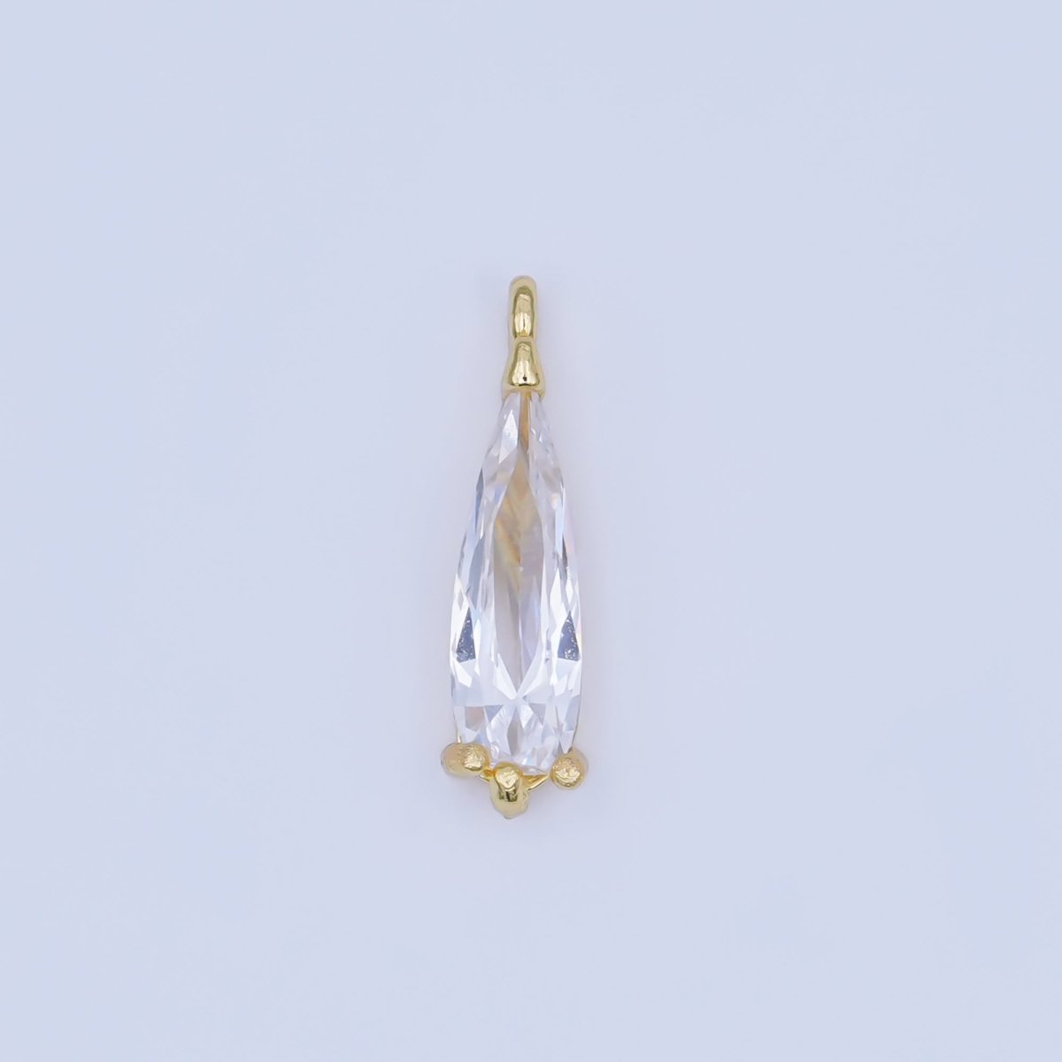 24K Gold Filled 17mm Clear CZ Teardrop Charm | AF447 - DLUXCA