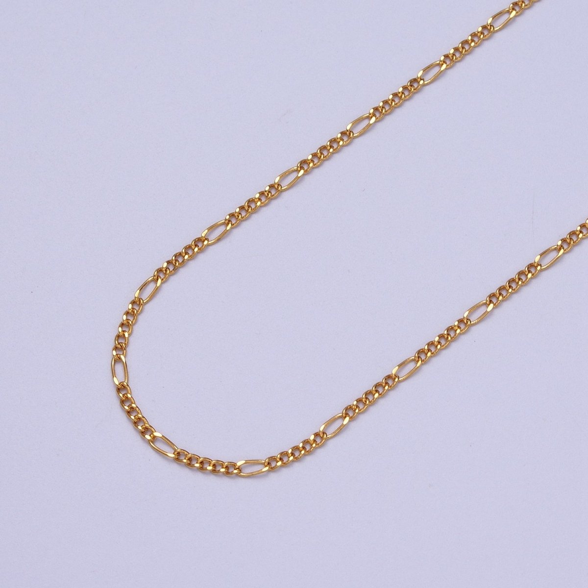 24K Gold Filled 1.7mm Figaro Dainty Unfinished Bulk Chain in Gold & Silver | ROLL-984, ROLL-985