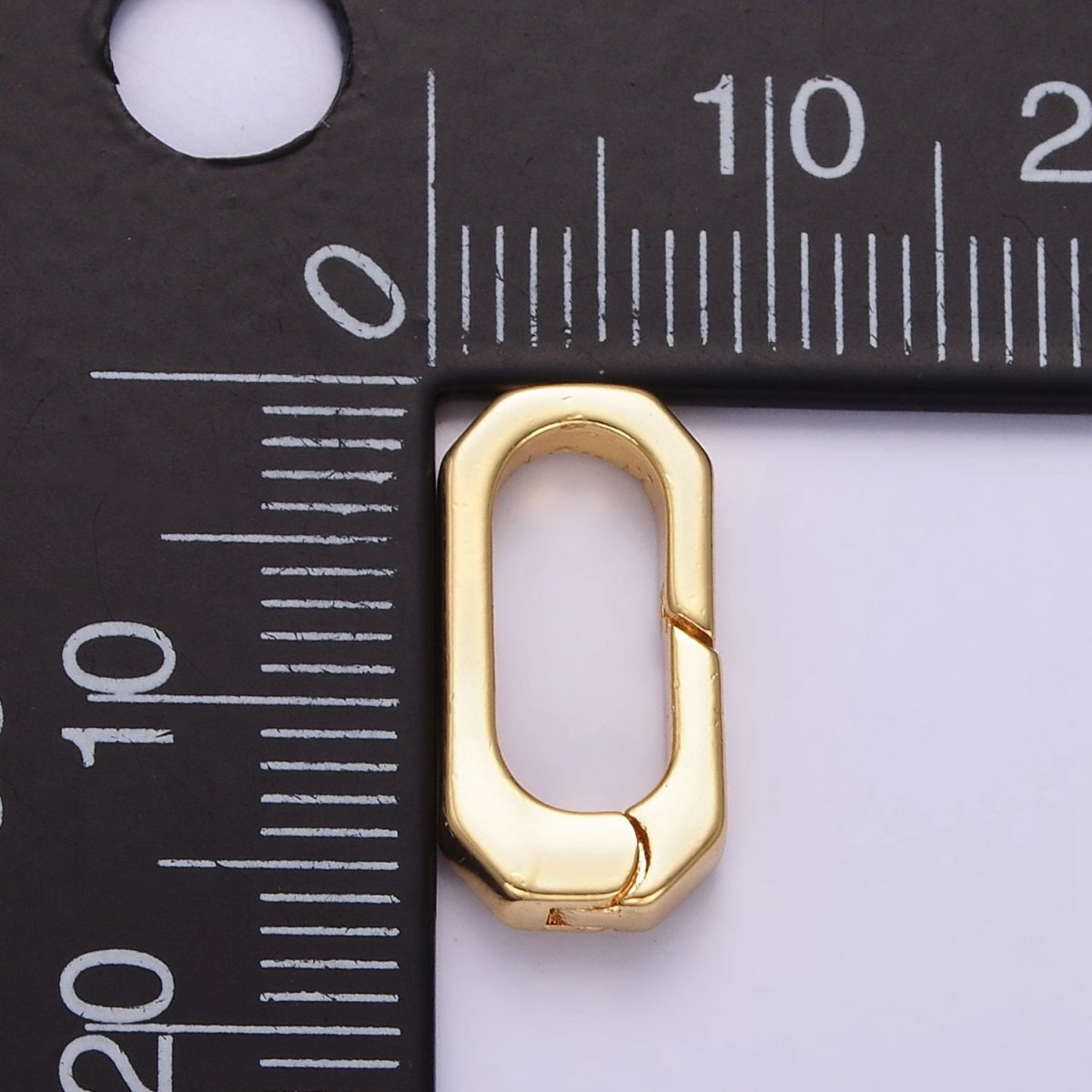 24K Gold Filled 17mm Hexagonal Oblong Push Spring Gate Findings | Z807 - DLUXCA