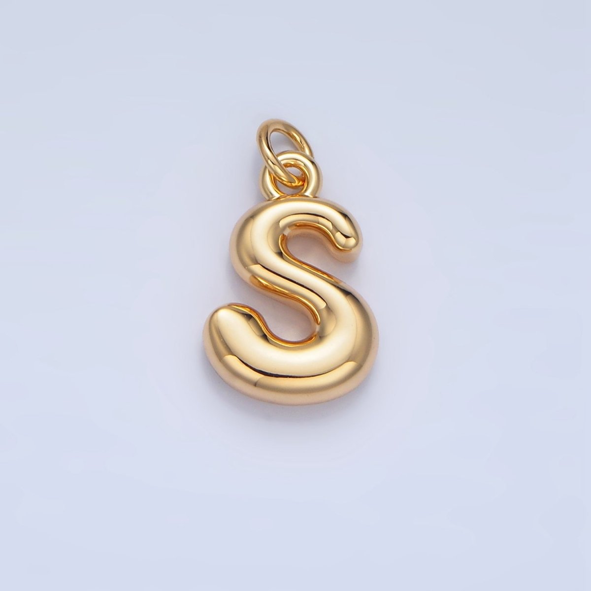 24K Gold Filled 17mm Initial Letter Chubby Balloon Charm | A1513 - A1525