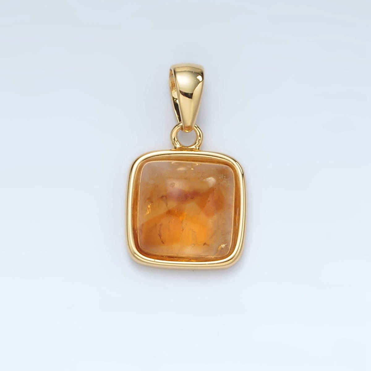 24K Gold Filled 17mm Natural Gemstone Bezel Square Pendant | AH165 - AH168