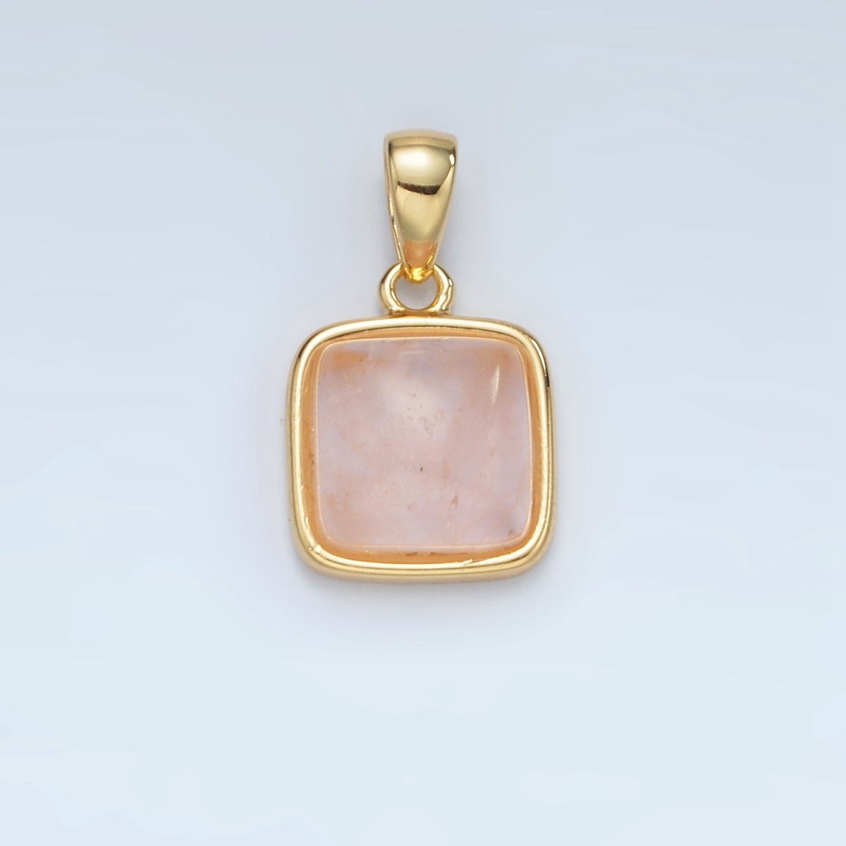 24K Gold Filled 17mm Natural Gemstone Bezel Square Pendant | AH165 - AH168