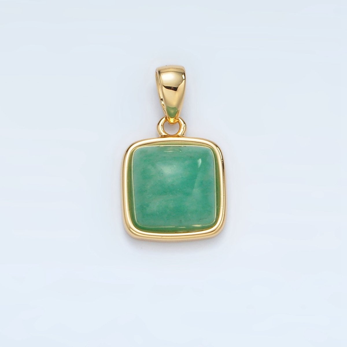 24K Gold Filled 17mm Natural Gemstone Bezel Square Pendant | AH165 - AH168