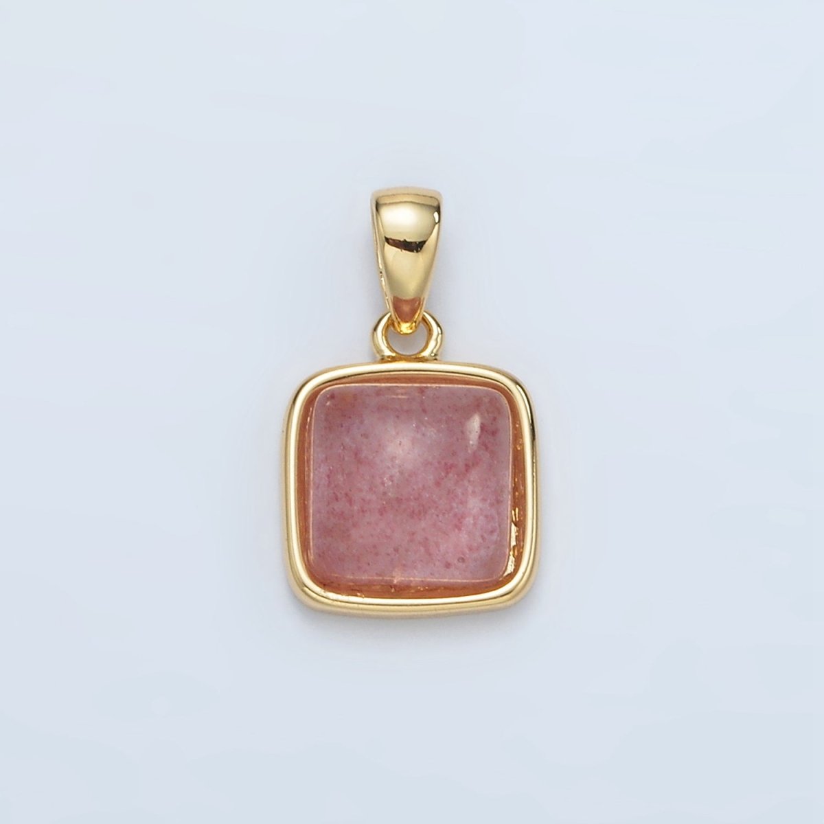 24K Gold Filled 17mm Natural Gemstone Bezel Square Pendant | AH165 - AH168