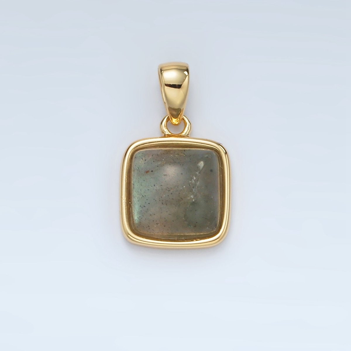 24K Gold Filled 17mm Natural Gemstone Bezel Square Pendant | AH165 - AH168
