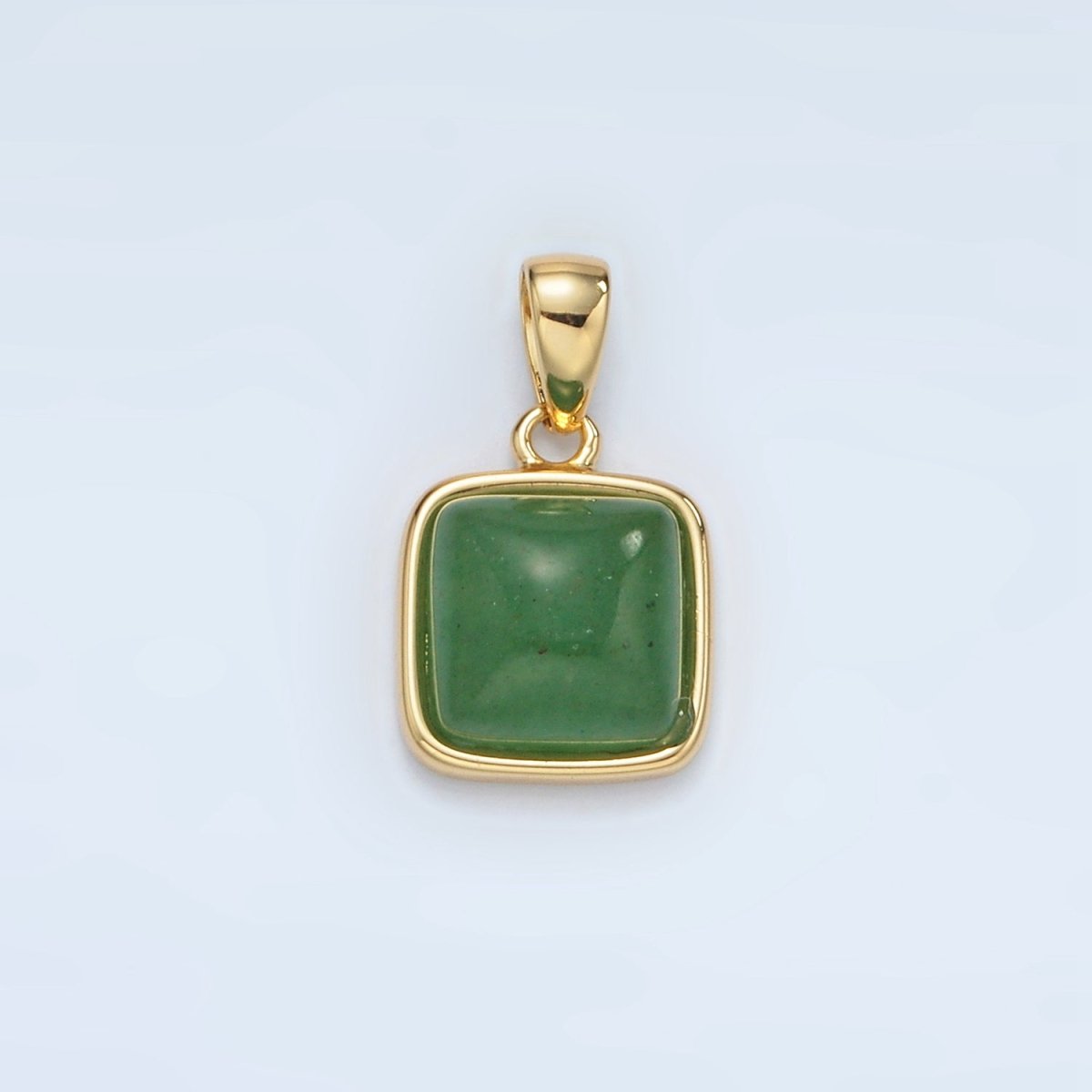 24K Gold Filled 17mm Natural Gemstone Bezel Square Pendant | AH165 - AH168