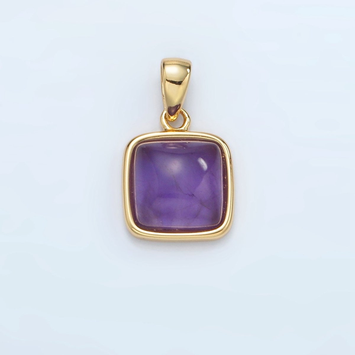 24K Gold Filled 17mm Natural Gemstone Bezel Square Pendant | AH165 - AH168