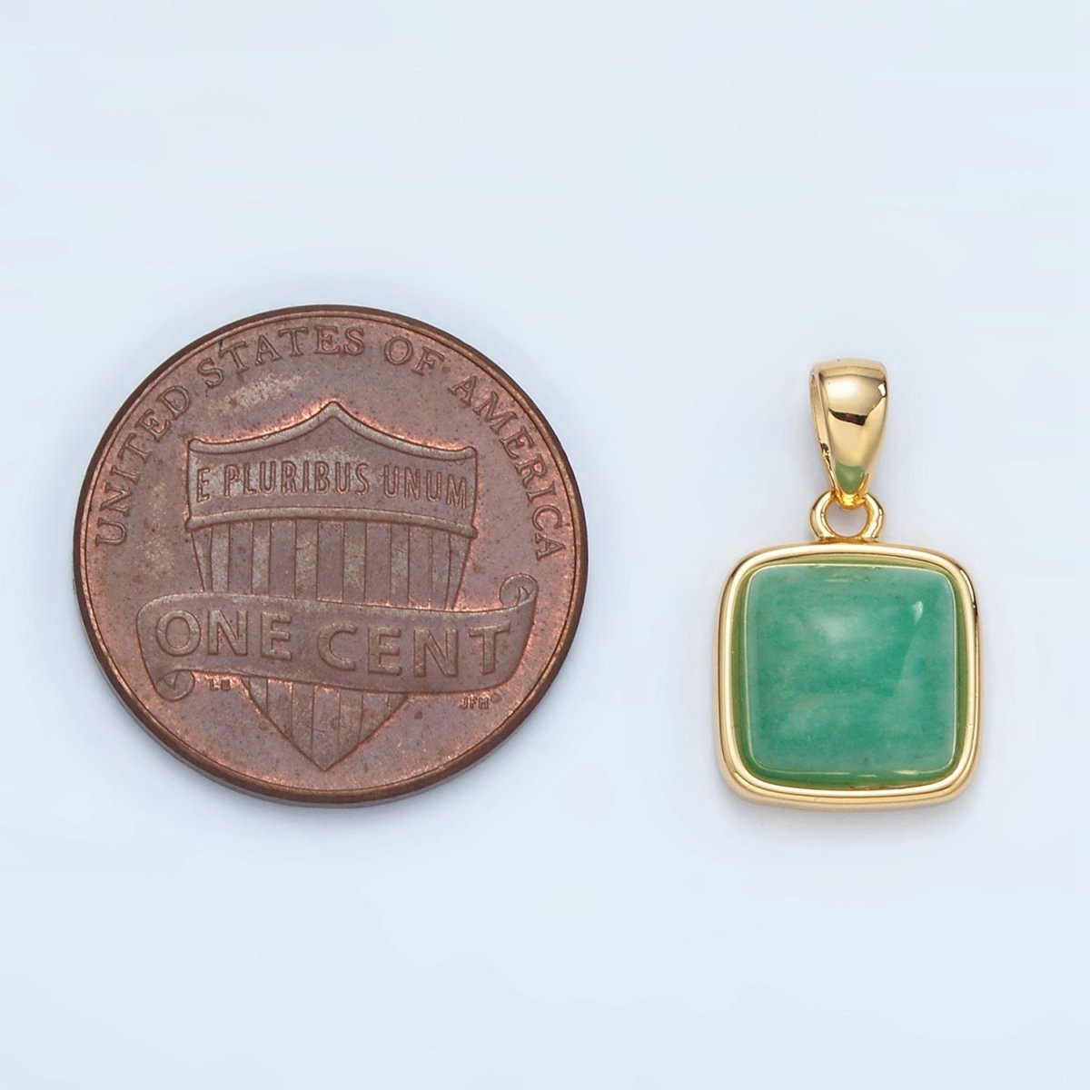 24K Gold Filled 17mm Natural Gemstone Bezel Square Pendant | AH165 - AH168