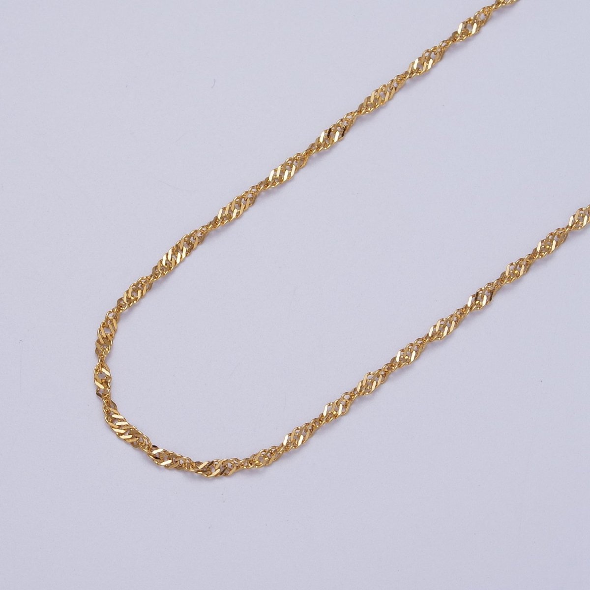24K Gold Filled 1.7mm Singapore Twist Gold, Silver Unfinished Chain | ROLL-929 ROLL-930 Clearance Pricing