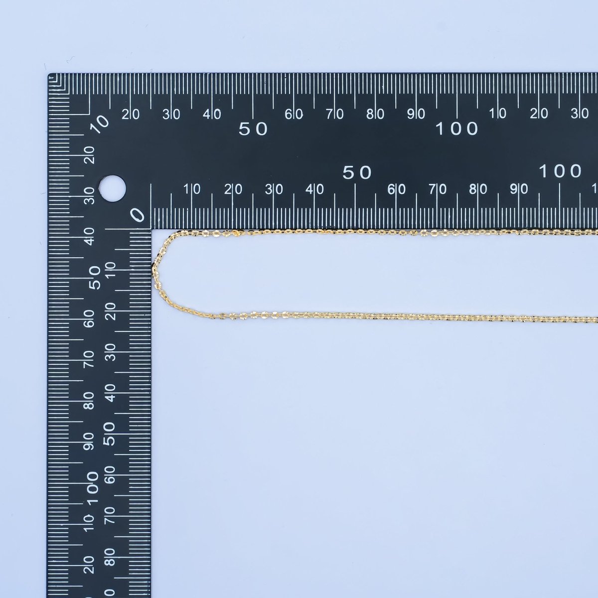 24K Gold Filled 1.7mm Sunburst Hammered Cable 17.5 Inch Chain Necklace | WA - 3227 - DLUXCA