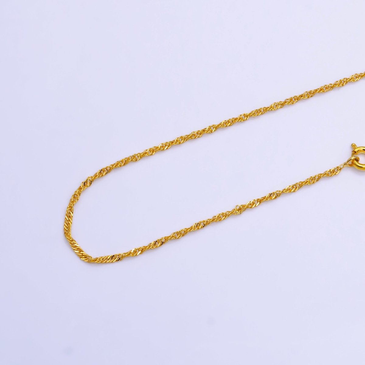 24K Gold Filled 1.7mm Twisted Singapore Chain 18 Inch Necklace | WA - 2514 - DLUXCA