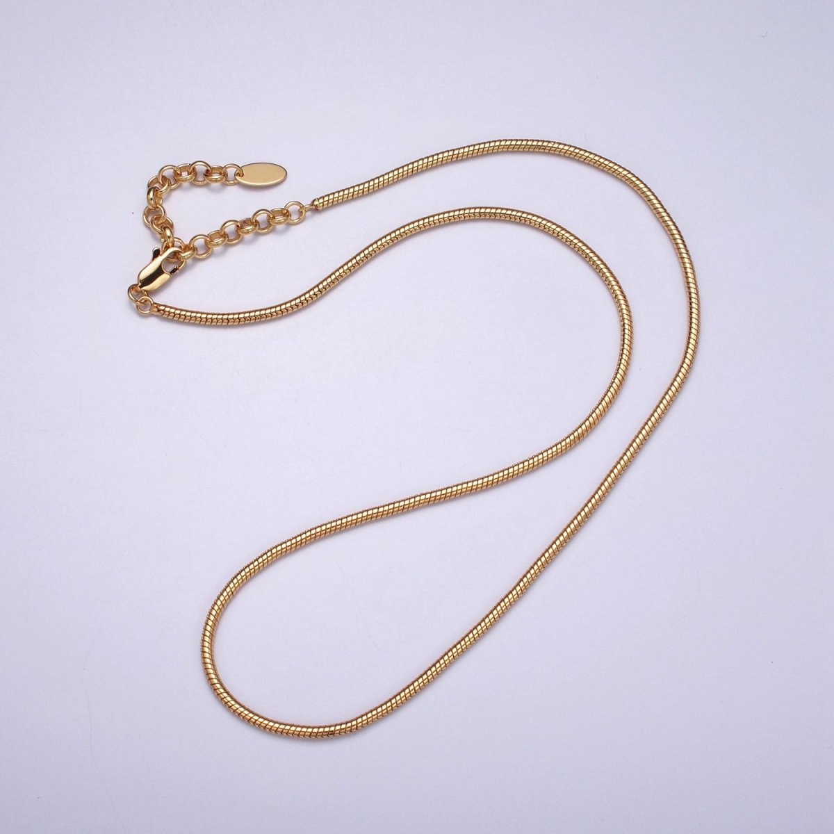 24K Gold Filled 18.5 Inch Cocoon Snake Finished Chain Necklace | WA-1010 WA-1011