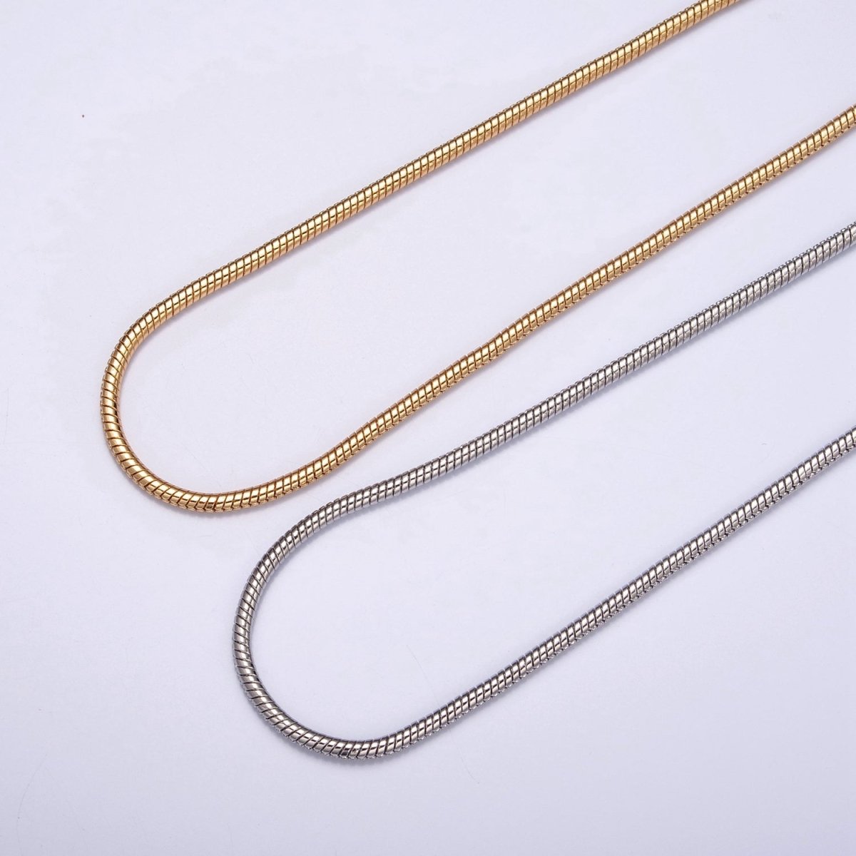 24K Gold Filled 18.5 Inch Cocoon Snake Finished Chain Necklace | WA-1010 WA-1011