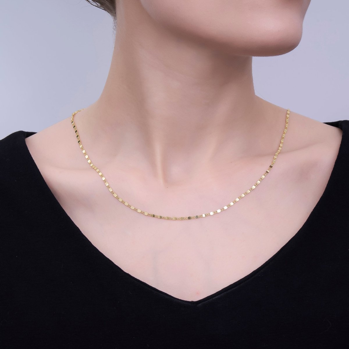 24K Gold Filled 1.8m Minimalist Mariner 16 Inch Chain Necklace | WA - 3173 - DLUXCA