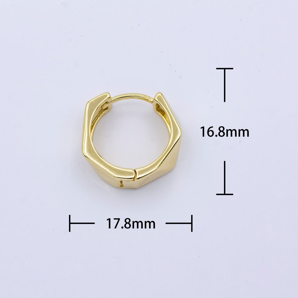 24K Gold Filled 18mm Geometric Abstract Huggie Hoop Earrings | AB1020 - DLUXCA