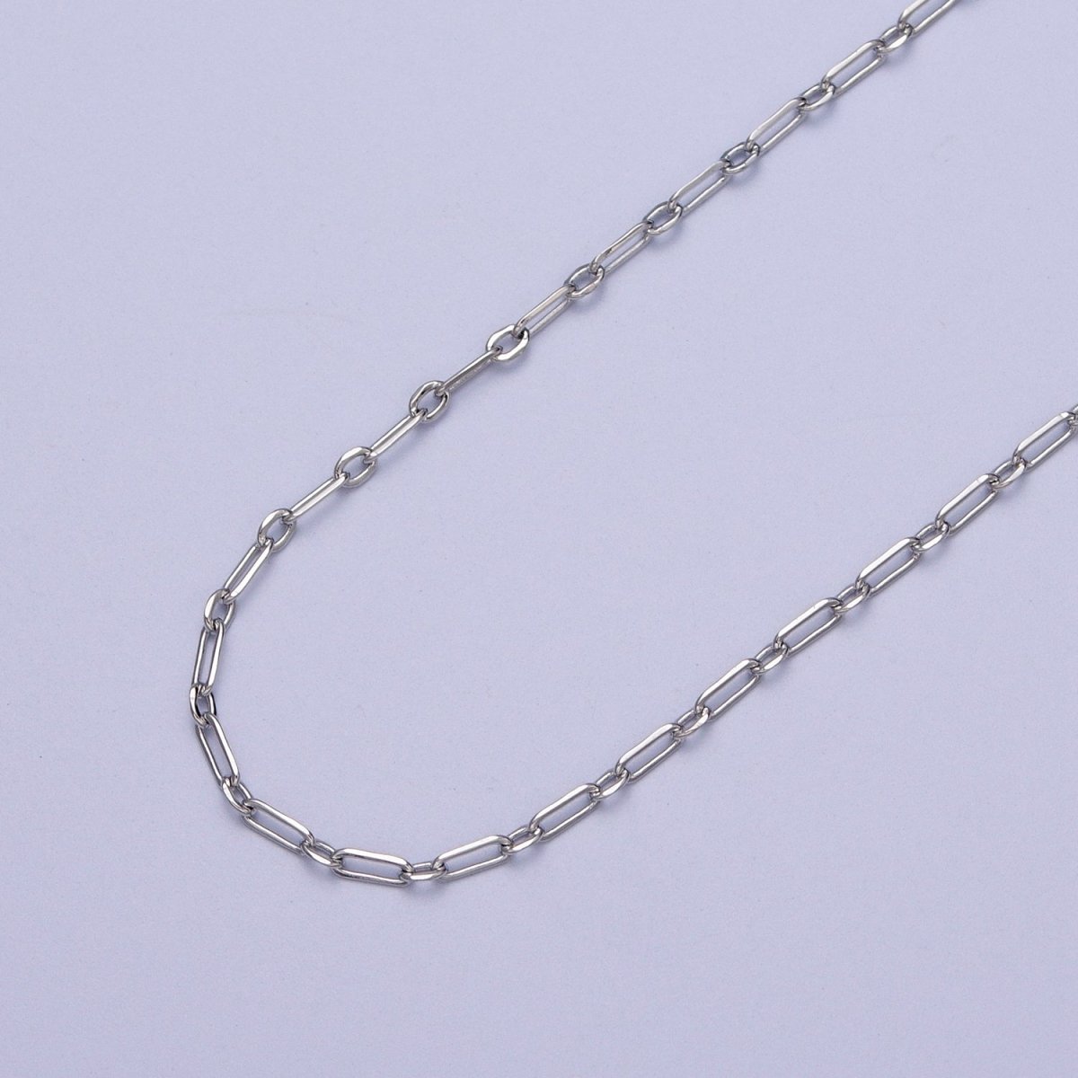 24K Gold Filled 1.8mm Mini Flat Link Paperclip Cable Chain Silver Unfinished Chain | ROLL-971 Clearance Pricing