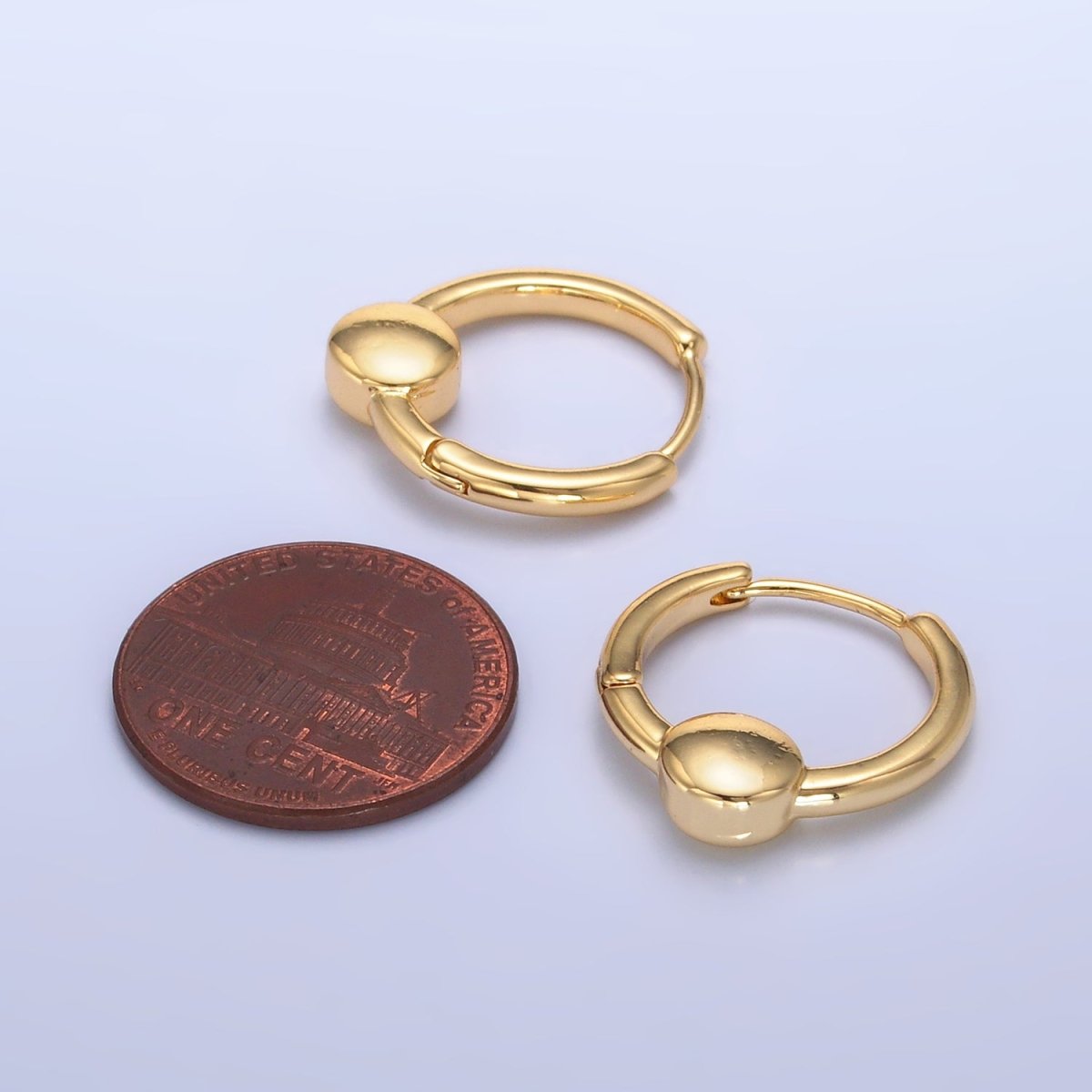 24K Gold Filled 18mm Round Minimalist Huggie Earrings | AB684 - DLUXCA