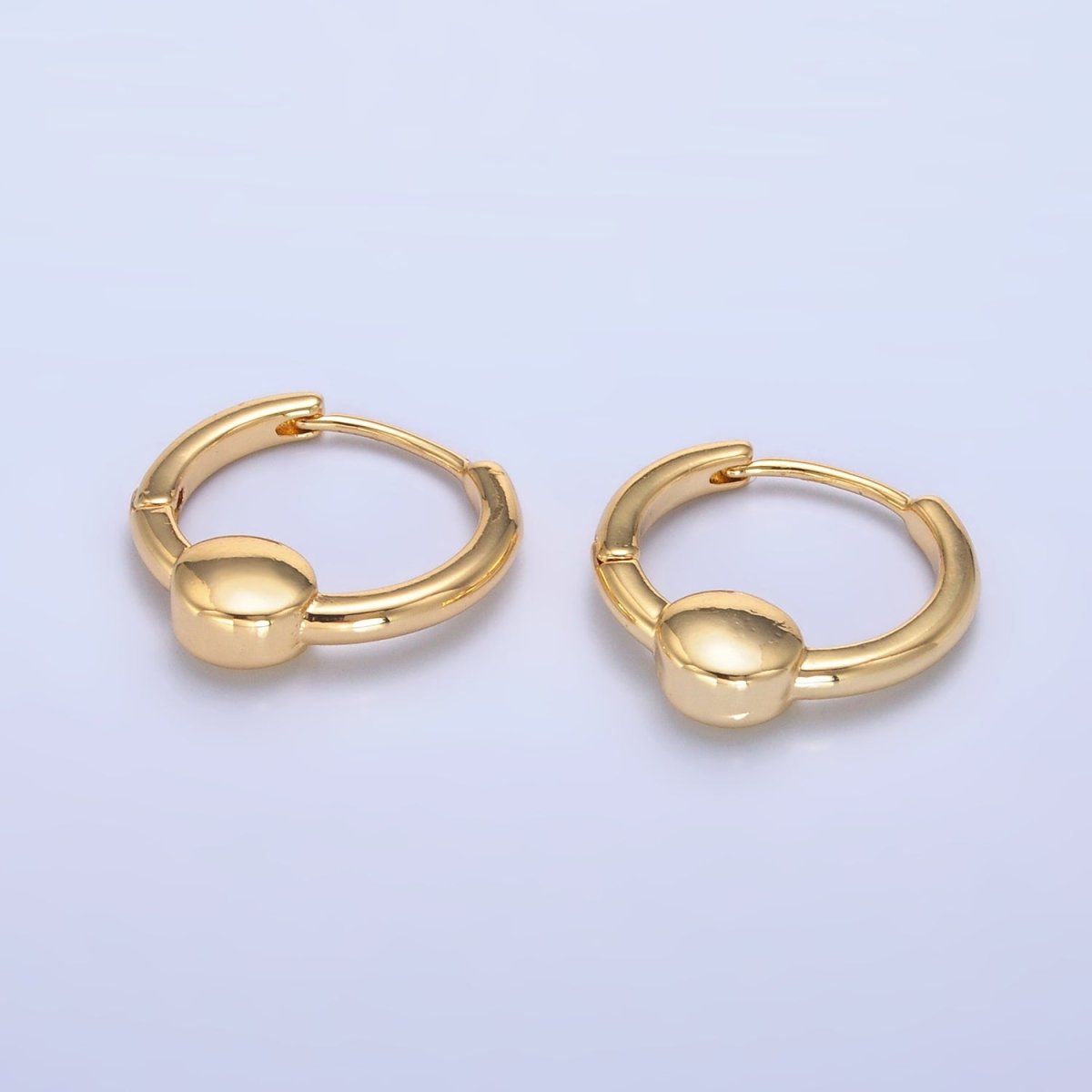 24K Gold Filled 18mm Round Minimalist Huggie Earrings | AB684 - DLUXCA