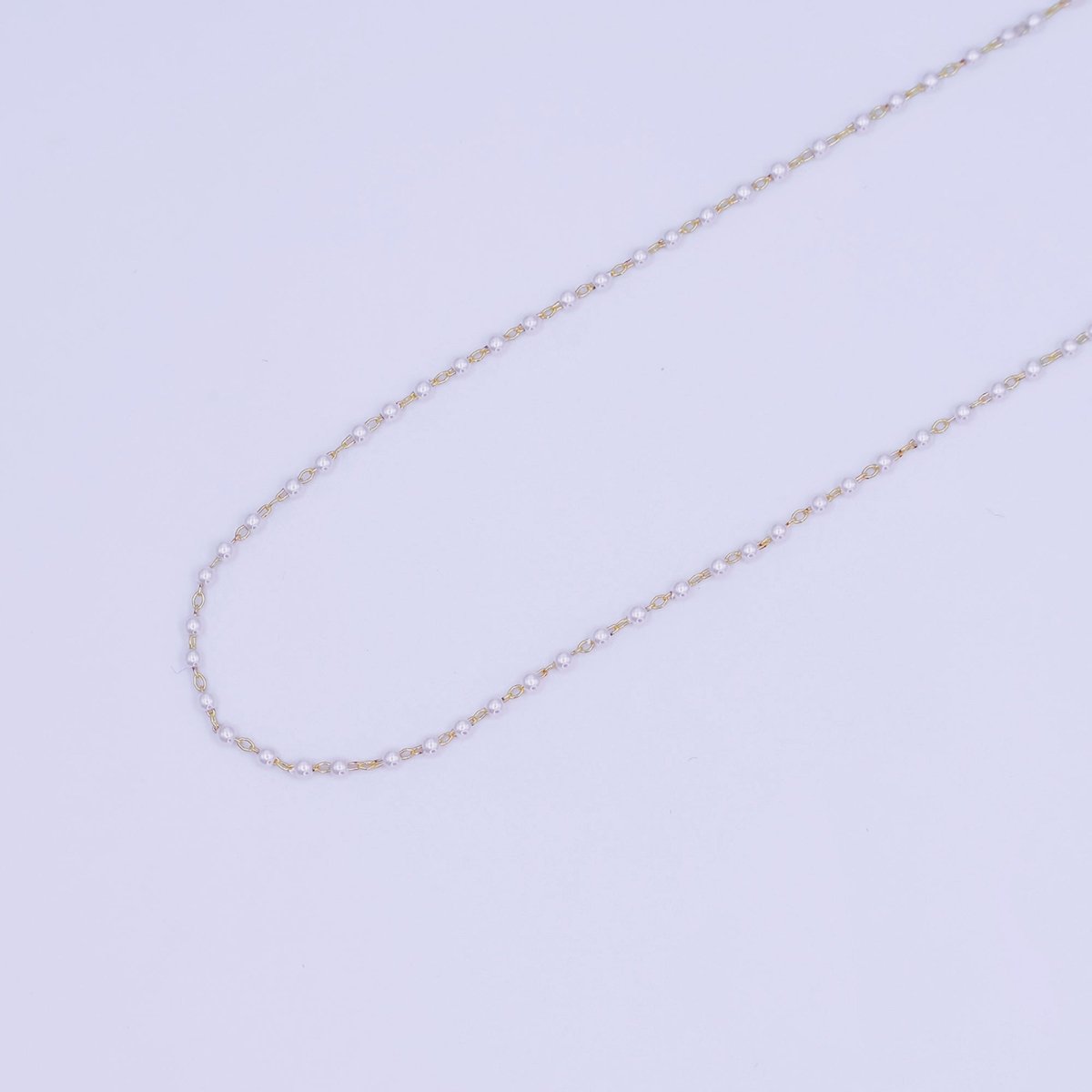 24K Gold Filled 1.8mm Shell Pearl Link Unfinished Chain by Yard | Roll - 1661 - DLUXCA