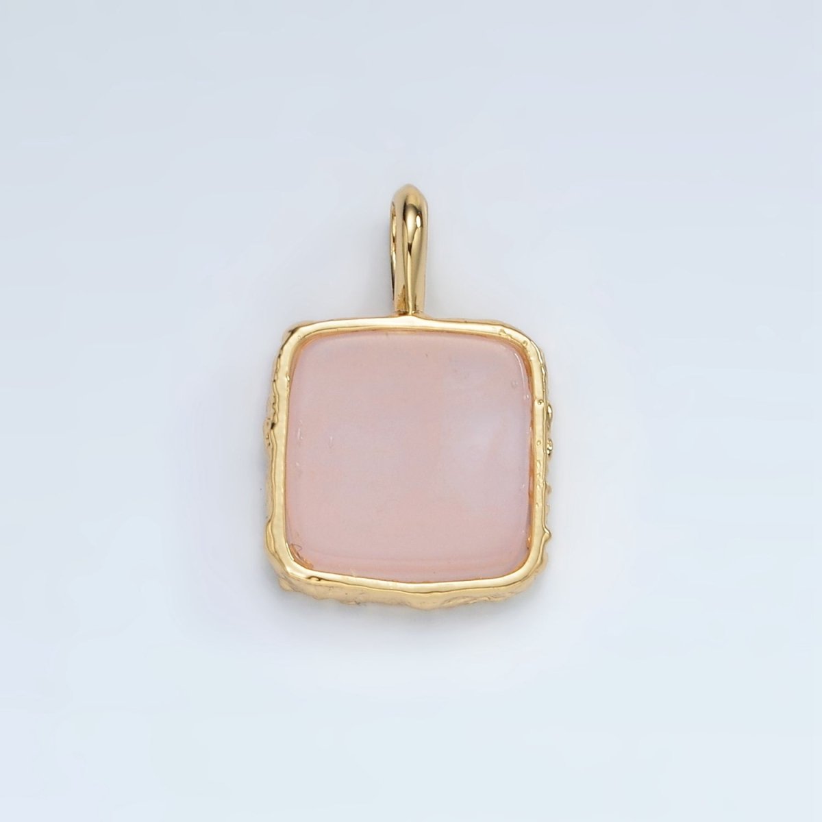 24K Gold Filled 18mm Square Natural Gemstone Foil Pendant | AA1358-AA1364