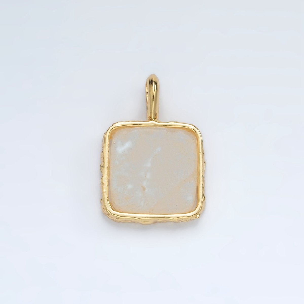 24K Gold Filled 18mm Square Natural Gemstone Foil Pendant | AA1358-AA1364