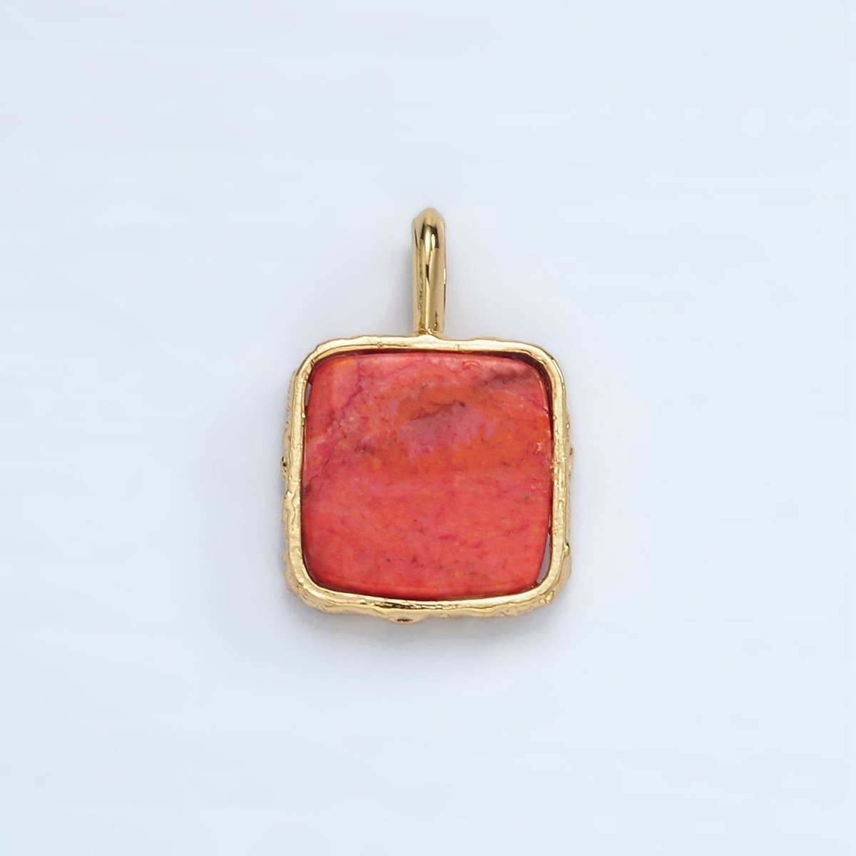24K Gold Filled 18mm Square Natural Gemstone Foil Pendant | AA1358-AA1364