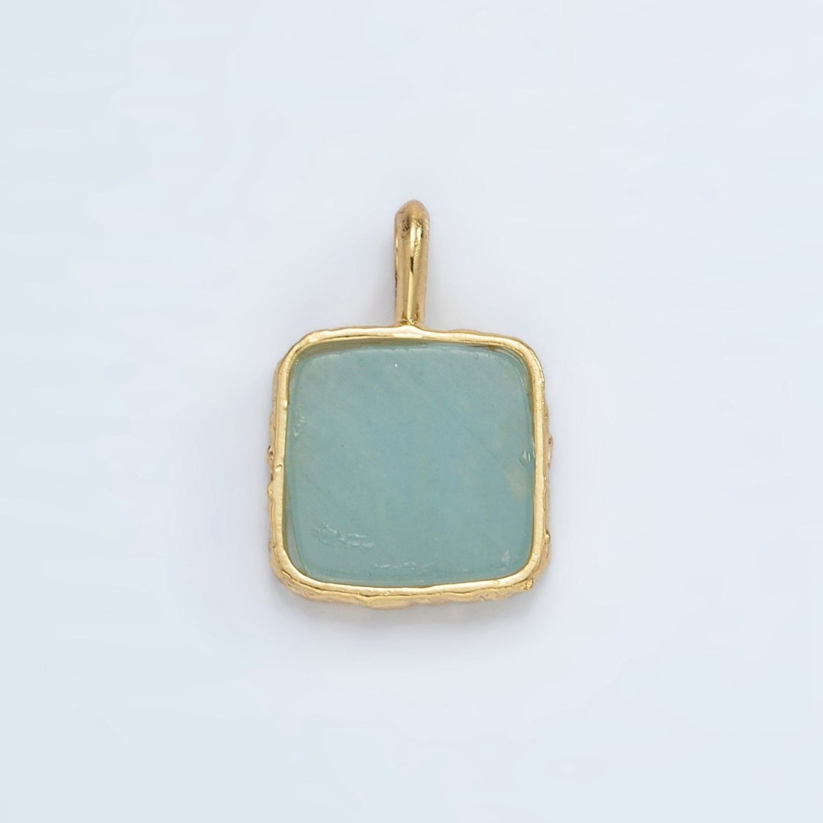 24K Gold Filled 18mm Square Natural Gemstone Foil Pendant | AA1358-AA1364