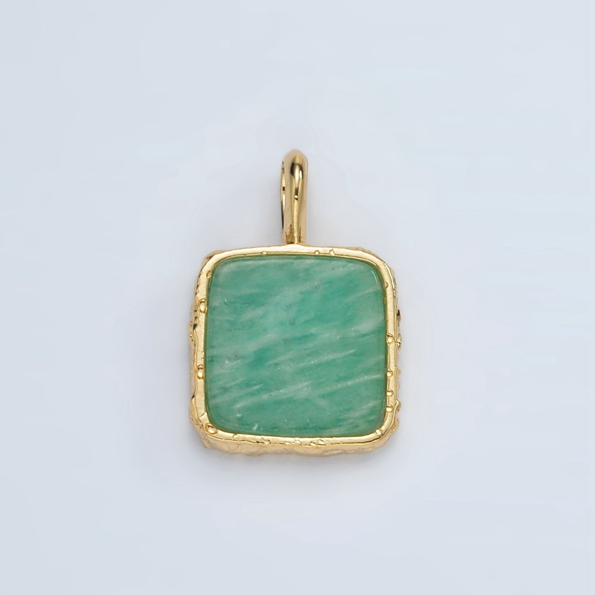 24K Gold Filled 18mm Square Natural Gemstone Foil Pendant | AA1358-AA1364