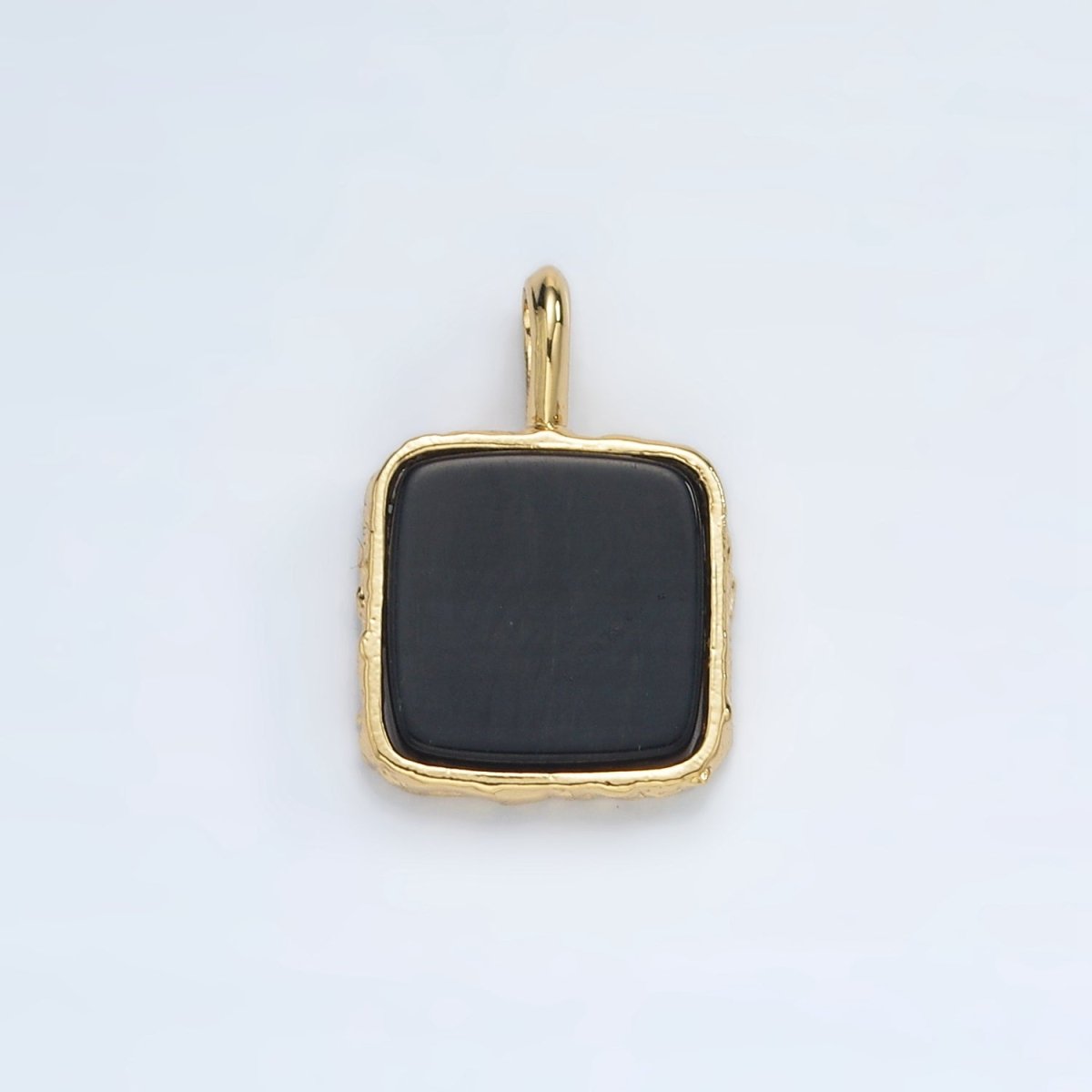 24K Gold Filled 18mm Square Natural Gemstone Foil Pendant | AA1358-AA1364