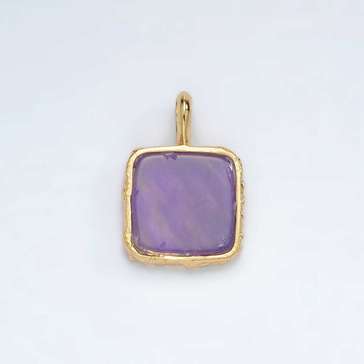 24K Gold Filled 18mm Square Natural Gemstone Foil Pendant | AA1358-AA1364