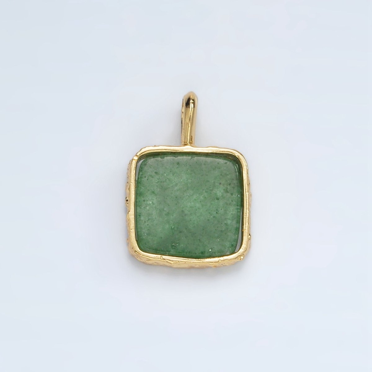 24K Gold Filled 18mm Square Natural Gemstone Foil Pendant | AA1358-AA1364