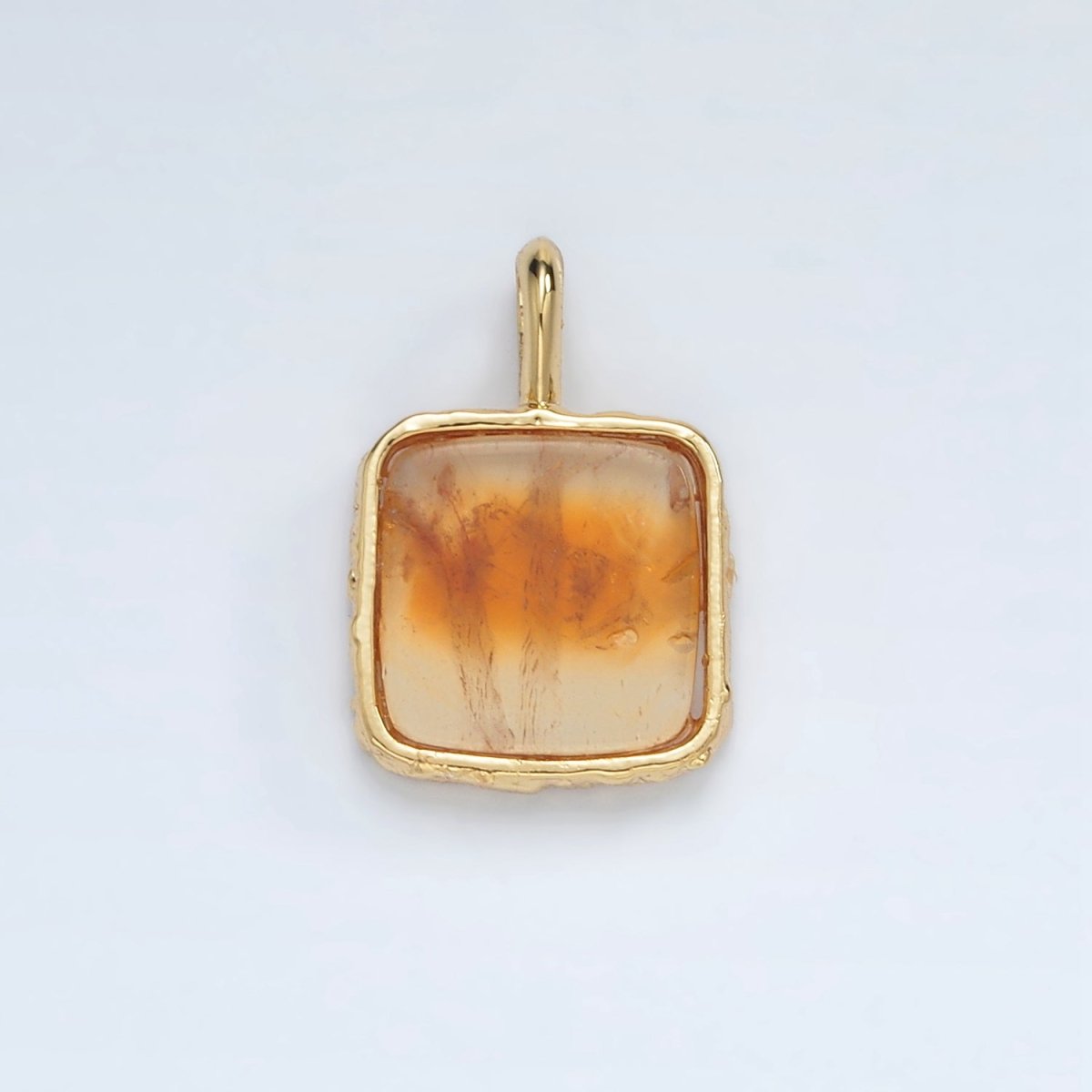 24K Gold Filled 18mm Square Natural Gemstone Foil Pendant | AA1358-AA1364