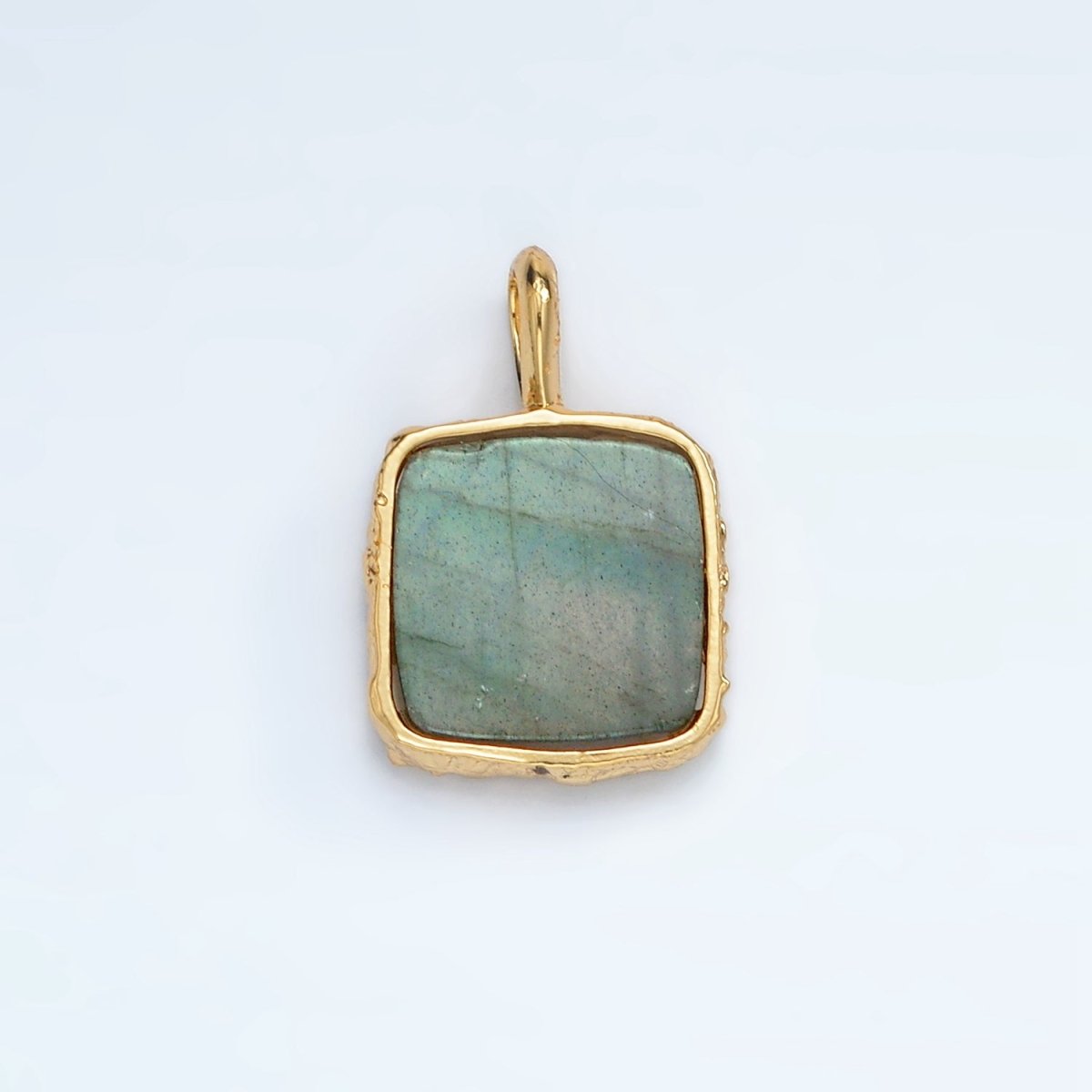 24K Gold Filled 18mm Square Natural Gemstone Foil Pendant | AA1358-AA1364