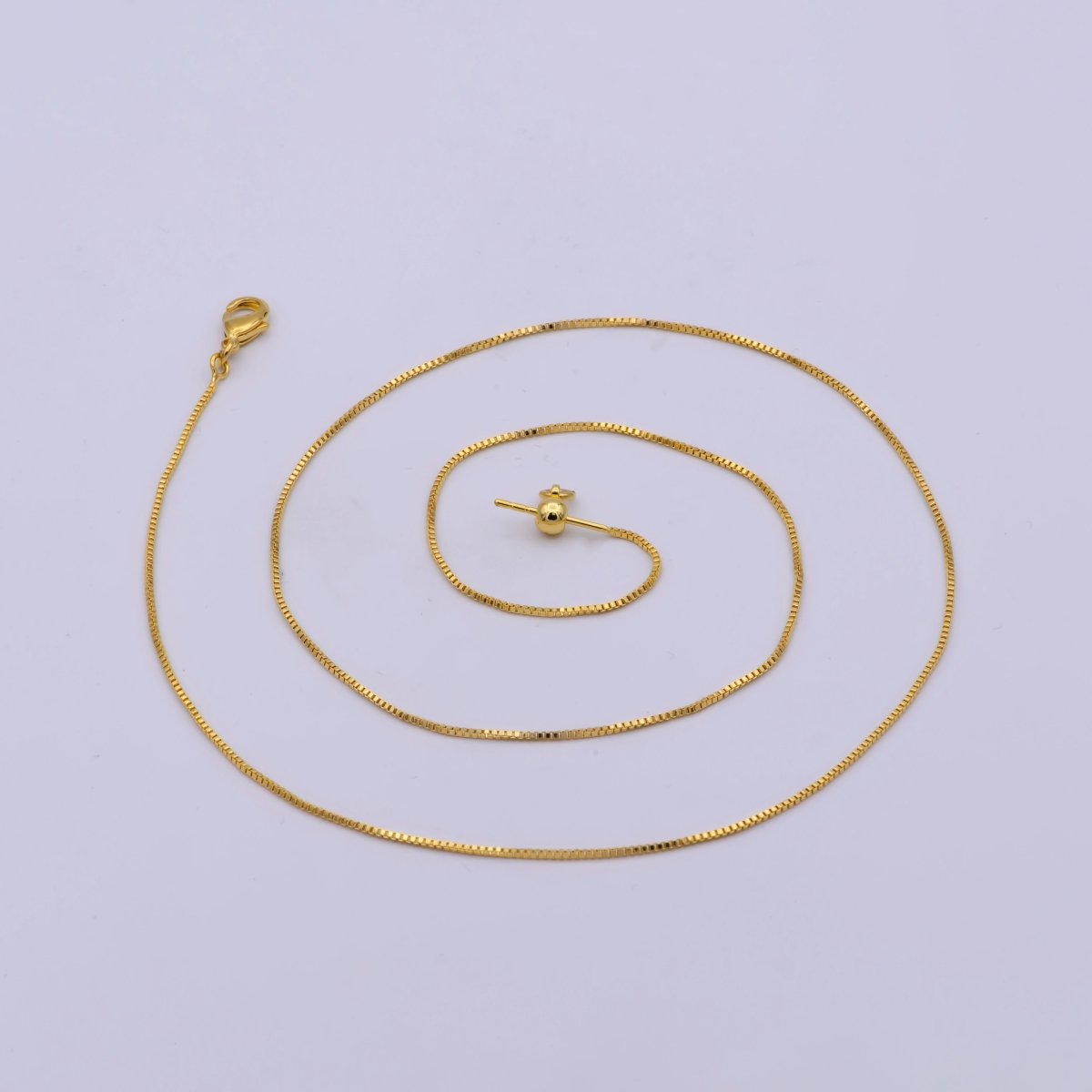 24K Gold Filled 1mm Box Layering 20 Inch Slider Chain Necklace | WA-418 Clearance Pricing - DLUXCA