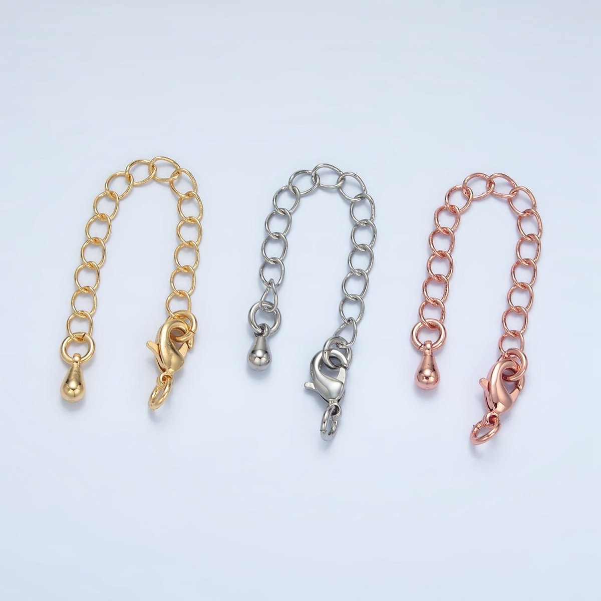 24K Gold Filled 2 Inch Extender Lobster Clasps Closure Findings Set in Gold, Rose Gold, Silver | Z881